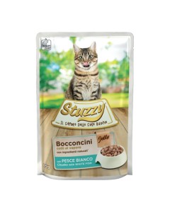 Stuzzy Cat Pouch Λευκά Ψάρια Κομματάκια σε Ζελέ 85gr
