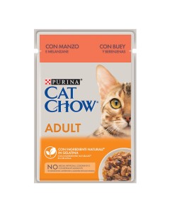 Cat Chow Adult με Βοδινό & Μελιτζάνες σε Ζελέ 85gr