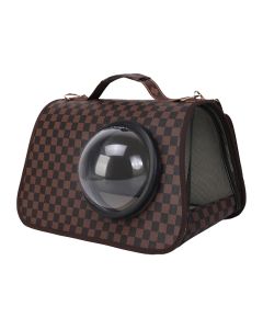 Pet Τσάντα Μεταφοράς Καφέ Καρό 41x24x26cm