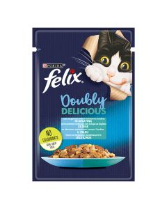 Felix Doubly Delicious Σαρδέλα & Σολομός σε Ζελέ 85gr