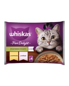 Whiskas Multipack Pure Delight με Σολομό & Κοτόπουλο σε Ζελέ 4x85gr
