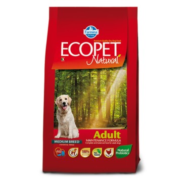 Ecopet Natural Adult Medium Κοτόπουλο 12kg + 2kg Δώρο