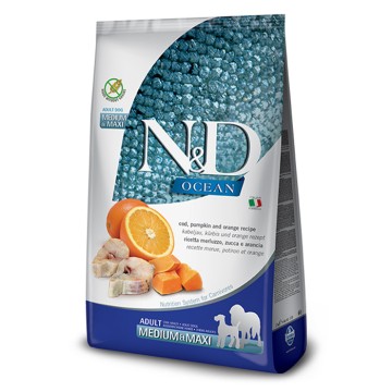 N&D Ocean Pumpkin Dog Adult Medium-Maxi με Μπακαλιάρο, Κολοκύθα & Πορτοκάλι 12kg