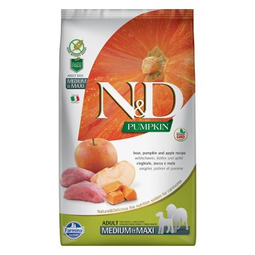 N&D Pumpkin Dog Adult Medium-Maxi με Αγριόχοιρο, Κολοκύθα & Μήλο 12kg