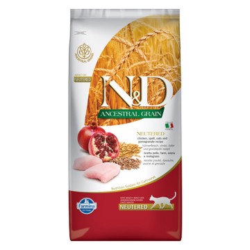 N&D Ancestral Cat Neutered με Κοτόπουλο & Ρόδι 10kg