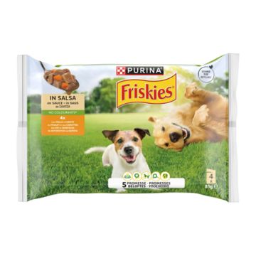 Friskies Dog Adult Κοτόπουλο & Καρότα σε Σάλτσα 4x85gr