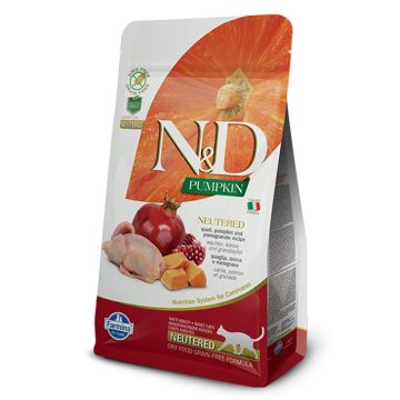 N&D Pumpkin Cat Neutered με Ορτύκι, Κολοκύθα & Ρόδι 1.5kg