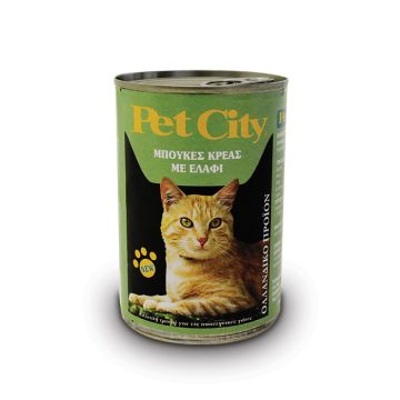 Pet City Γάτας Μπουκιές με Κρέας & Ελάφι 410gr
